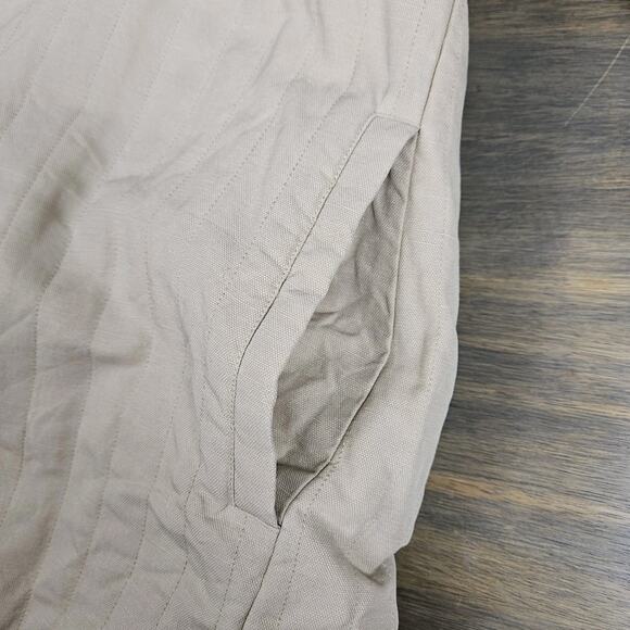 Eileen Fisher Quilted Long Jacket Coat Linen Tencel Organic Cotton Beige M - Picture 6 of 9